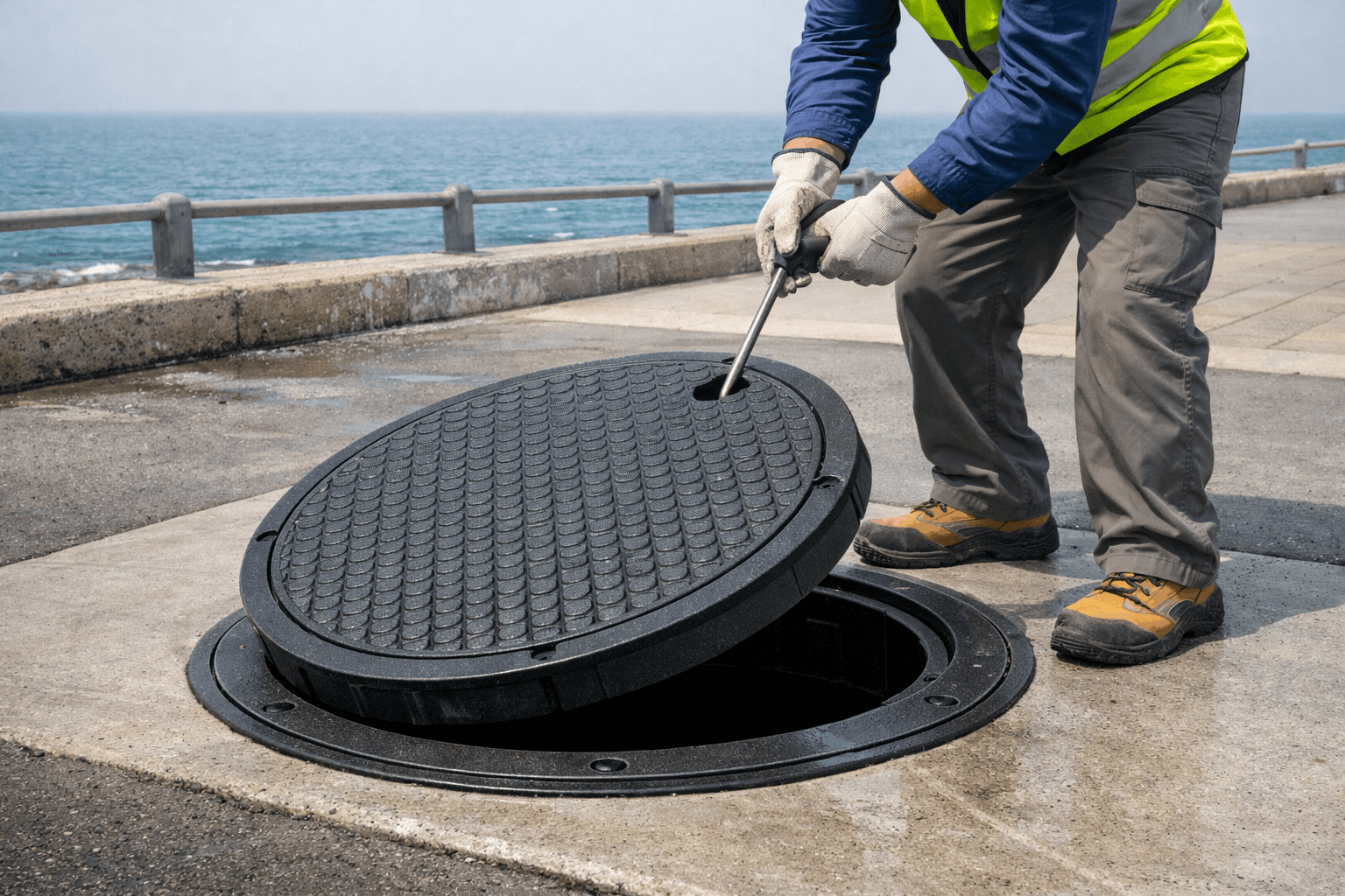 GRP manhole cover system inspection in Saudi Arabia
