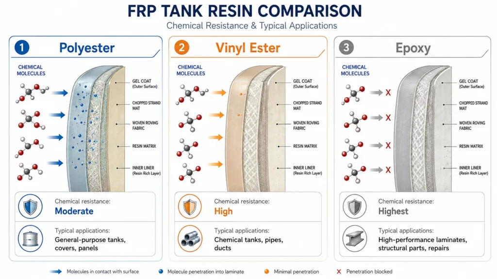 polyester vs vinyl ester vs epoxy resin